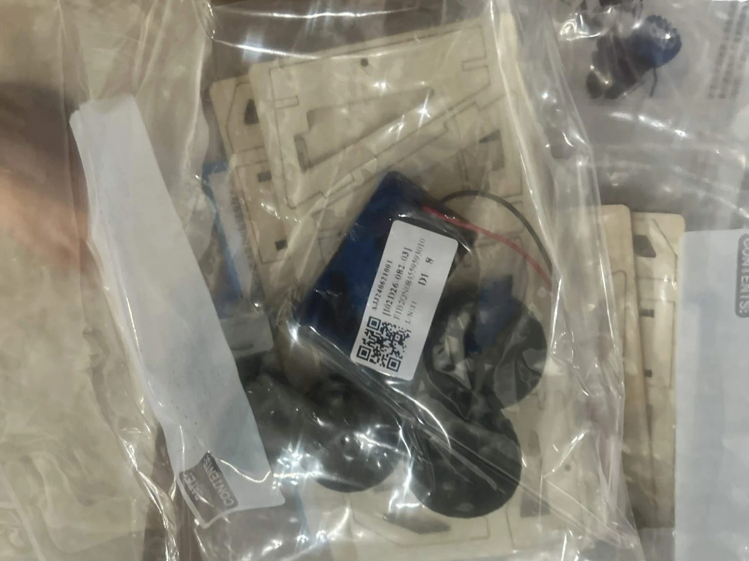 Kit parts sealed in a bag